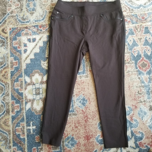 Nygard jeggings brown with black trim size large 14/16 EUC - Picture 4 of 6
